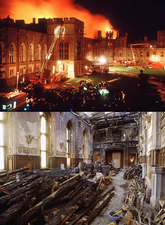 L incendio di Castel Widords a Londra del 1992 Camera Alta dei Lords e Comuni.